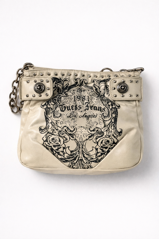 GUESS - Borsa Vintage con stampa iconica e dettagli borchiati