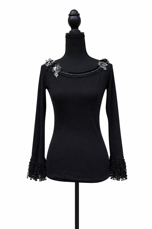 CRISTINAEFFE – Maglia nera con applicazioni gioiello