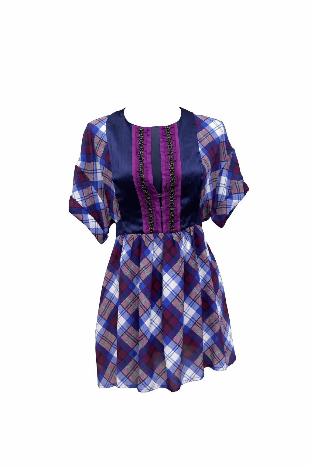 CRISTINAEFFE – Abito Plaid con Dettaglio Satin