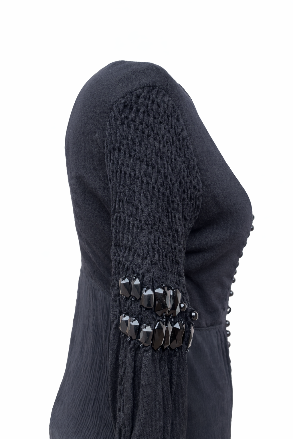 CRISTINAEFFE – Blusa Nera in Chiffon con Bottoni Gioiello